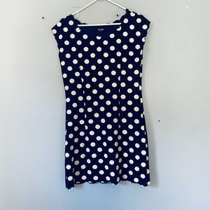 Stella Dress UK 10 US 6/8 Blue White Polka Dot Stretch Scalloped Party Retro
